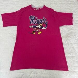90s Disney Store Minnie Mouse Pink/Grey T-Shirt